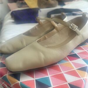 Vagabond Beige Mary Jane Flats with Buckle Strap